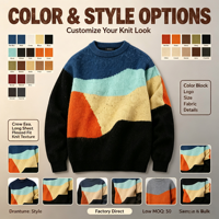 Pull-over tendance patchwork multicolore pour homme, col rond, tricot jacquard, personnalisable avec logo (ODM & OEM)