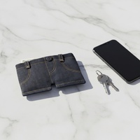 Dompet Denim Mini Vintage Boshiho 3 Lipat, Cetak Transfer Panas, Penutup Ritsleting, Penjepit Uang, Lipat, Anti RFID, Tempat Kartu Kredit