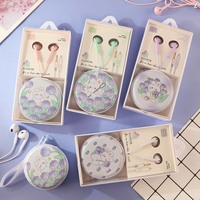 KIKI-400 en gros mignon dessin animé sac de rangement 3.5 MM filaire écouteurs câble casque casque avec micro pour l'école filles enfants cadeaux