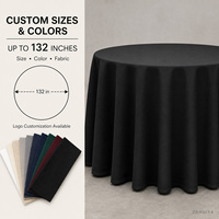 Nappe noire tissée 240 GSM en polyester filé MJS, personnalisable, classique, commerciale, lavable, pour hôtels, restaurants, mariages