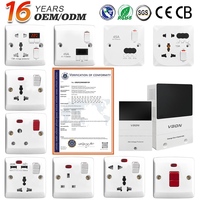 Enchufes e Interruptores Eléctricos Modernos Estándar del Reino Unido, Interruptor de Pared de 1 Grupo, Enchufe con Interruptor de 13A MF, 2 USB, Material de PC con Luz Neón, IP21, 220-250V