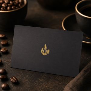 Cartes de visite personnalisées noires avec logo estampé à chaud en or, cartes en papier épais de luxe pour la marque de café, restaurant, etc. - Product Image 1