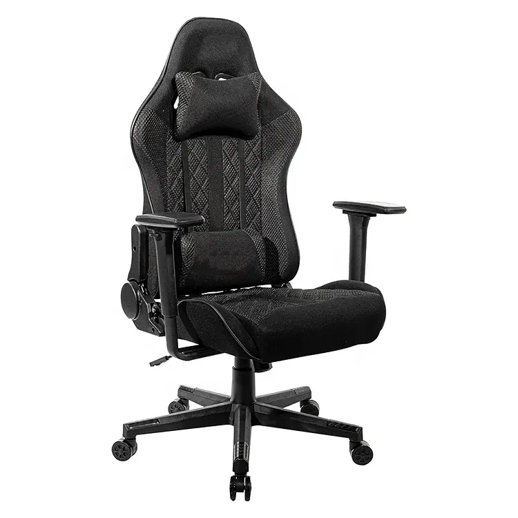 Bas prix Racer Car Racing Siège de chaise de jeu de massage en cuir noir Chaise de bureau en maille noire Chaise de jeu avec mécanisme d'inclinaison