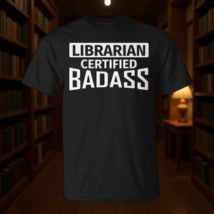 Camiseta Librarian Certified Badass para adultos, unisex, cuello redondo, manga corta, serigrafía - Product Image 3
