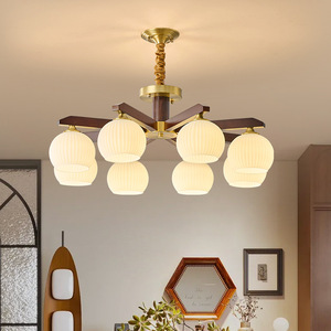 Lámpara de Techo Redonda de Estilo Vintage, Completamente en Cobre, con Múltiples Cabezales LED, para Sala de Estar, Zhongshan - Product Image 2