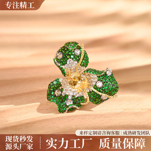 Broche Floral de Esmeralda de Lujo, Joyería <span class=keywords><strong>Colombiana</strong></span> de Alta Gama TIANSHE, Accesorios de Plata Pura S925, Regalos para el Día de Acción de Gracias - Product Image 2