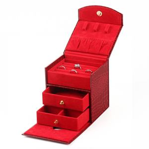 Custom Pull Out Earing Wholesale Velvet Sliding <b>Gift</b> Big Portable Drawer Leather <b>Boxes</b> Jewelry Packaging Bag Pouch and Box - Product Image 3