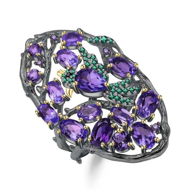 Klassische Natürliche Amethyst Perfekte Party Oval Ringe 925 Sterling Silber Mode-Design Ringe