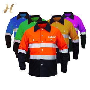 Kemeja seragam kerja garis reflektif, pakaian keamanan industri disesuaikan untuk pria, pakaian konstruksi - Product Image 1