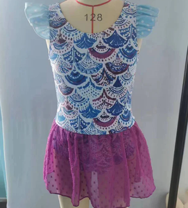 Little Girls One Piece Swimsuit Mermaid Scale Print Ruffle Shoulder Mesh Skirted Breathable Nylon/Cotton - Product Image 5