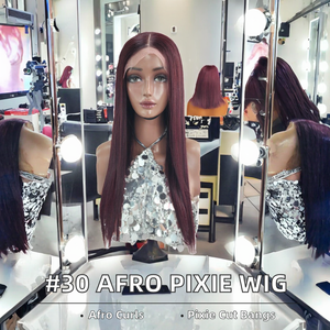 # Perruque longue brésilienne afro bouclée crépue 30 couleurs avec frange, en cheveux humains Remy, fabriquée à la machine, 8 pouces, ultra-lisse pour femme - Product Image 2