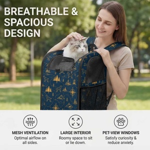 Dog <b>Backpack</b> Custom Polyester Pet <b>Carrier</b> <b>Backpack</b> Dog <b>Backpack</b> <b>Carrier</b> Custom Print Logo Travel Outdoor <b>Carrier</b> for Dogs <b>Cats</b> - Product Image 2