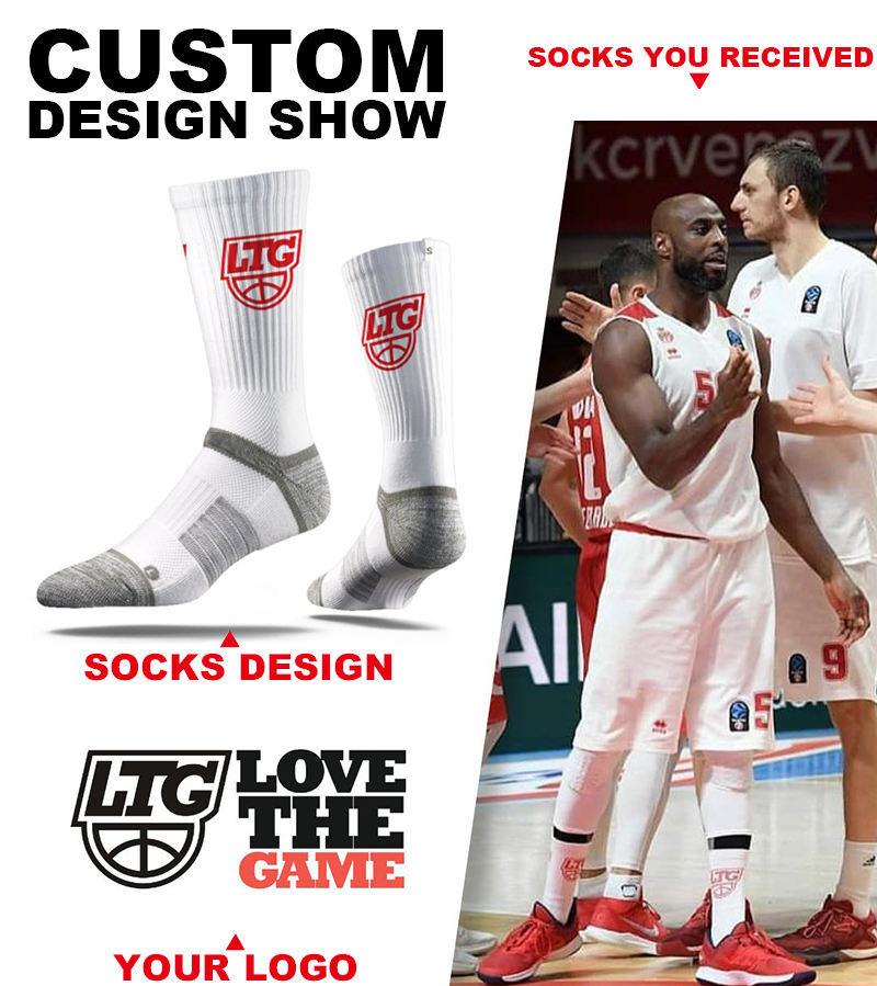 Design Your Own Custom Logo Socks Men Women Unisex Crew Sport Socks Basketball Team Cotton Elite Athletic Customize Socks