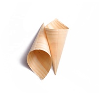 Cornets de dégustation en bois robustes, jetables, biodégradables, légers, écologiques, portables pour camping, barbecue, extérieur et street food
