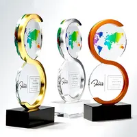 व्यक्तिगत सुपर एस आकार धातु क्रिस्टल ट्रॉफी पुरस्कार पट्टिका ट्रॉफी ग्लास के लिए प्रबंधक सीईओ स्मृति चिन्ह