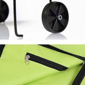 Sac de courses pliable réutilisable à prix avantageux avec roulettes en tissu Oxford, impression personnalisée - Product Image 5