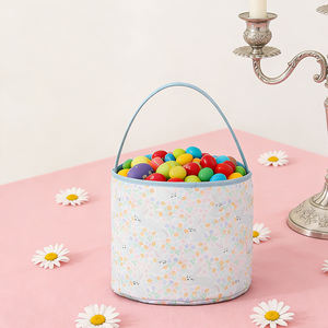 <span class=keywords><strong>Panier</strong></span> de Pâques en toile personnalisé imprimé en gros, motif floral de lapin, chasse aux œufs, sac fourre-tout avec poignée, paniers de Pâques - Product Image 6