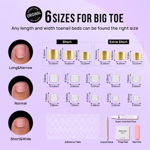BTArtbox – Faux ongles d'orteils en gel souple, courts et carrés, faits à la main, avec dégradé émaillé, personnalisables, à presser, vente en gros - Product Image 6