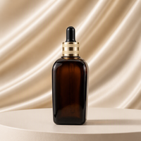 Flacon de sérum pour soins de la peau en verre brun de luxe, 20 ml-100 ml, avec bouchon à vis et compte-gouttes, coffret pour diffuseur