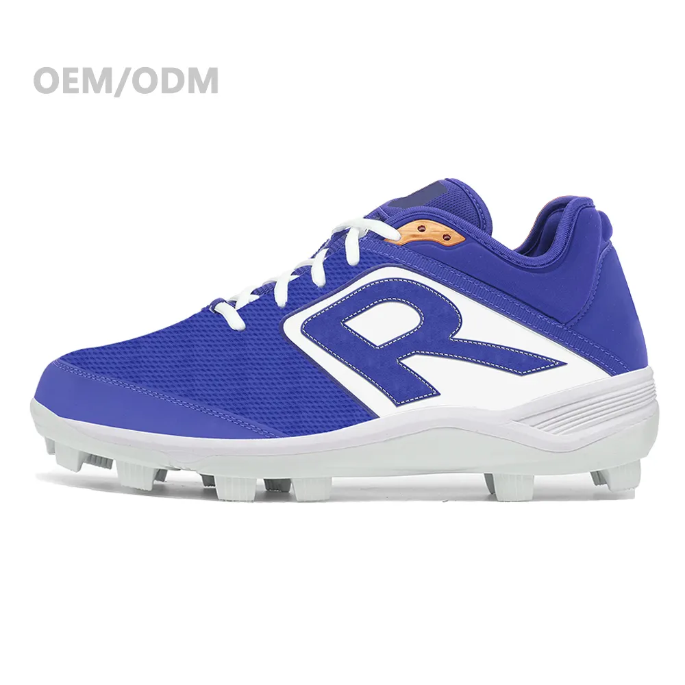 Recién llegado OEM marca moldeada Tacos de béisbol Hombres Zapatos deportivos de alta calidad Zapatos de béisbol Azul Marino