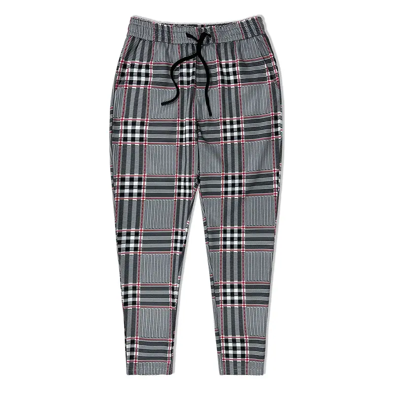 Pantaloni slim fit da uomo all'ingrosso personalizzati modello tartan pantaloni sportivi da strada da uomo pantaloni casual da ufficio a vita alta da uomo Jogger