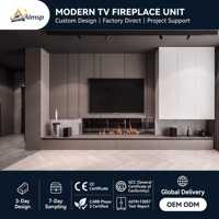 Meuble TV de luxe modulaire encastrable personnalisé Aimsp, conforme US TSCA, gain de place, plans de chantier, console de divertissement pour villa