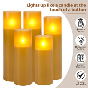 <span class=keywords><strong>Bougie</strong></span> pilier LED sans flamme à télécommande, alimentée par piles, effet vacillant avec finition givrée, idéale pour la décoration intérieure - Product Image 3