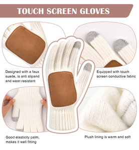 Bộ mũ và găng tay giữ ấm lót lông cừu mùa đông giảm giá nóng 2025, in logo tùy chỉnh, quà Giáng sinh dành cho nam nữ, dùng cho thời tiết lạnh ngoài trời - Product Image 5