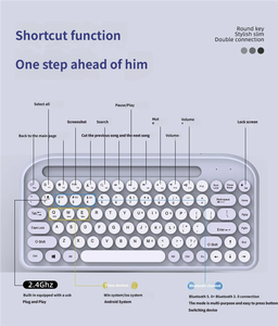 คีย์บอร์ดไร้สาย Punk Keycap 84 ปุ่ม สำหรับคอมพิวเตอร์และสำนักงาน รองรับบลูทูธ 2.4G แบบ Dual Mode พร้อมช่องเสียบโทรศัพท์ - Product Image 4