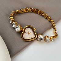 Montre-bracelet en alliage en forme de cœur Goldie GEDI Y2K Sweet Cool pour femme, incrustée de pierres précieuses, étanche, vente en gros