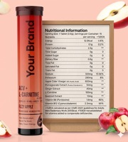 Comprimés effervescents ACV pour adultes sous marque privée, formule avancée de soutien métabolique à la L-Carnitine, saveur pomme pétillante, sans sucre