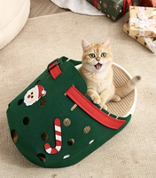 Pantoufle de Noël verte motif bonhomme de neige, style mode et mignon, pour arbre à chat, jeu interactif, soulage l'ennui, cadeau pour chat