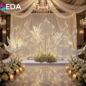 LEDA Lighted Angel Wing <b>Backdrop</b> Crown Shape Wedding Background <b>Stand</b> Warm White Light For Wedding Stage Decoration - Product Image 1