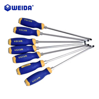Tournevis cruciforme magnétique WEIDA WH57362 PH2x100mm, en acier Cr-V 6150, résistant à l'huile, hexagonal traversant, robuste