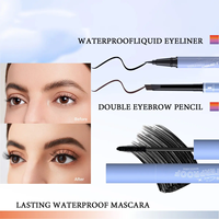Grosir Set hadiah kecantikan wanita tahan air maskara Lipstik Foundation Eyeliner kotak rias dengan label khusus