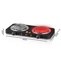 RAF R.8020BB Réchaud Électrique Portable à 2 Feux Noir pour Usage Domestique avec Contrôle de la Température