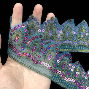Harga pabrik payet berwarna Trim <span class=keywords><strong>Mesh</strong></span> poliester kain pita berkumpul bunga Crochet renda Trim untuk garmen rumah tekstil - Product Image 4