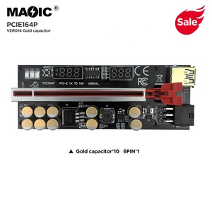 New Ver 016 Pro V016 <span class=keywords><strong>PCI</strong></span> Express <span class=keywords><strong>riser</strong></span> thẻ PCIe 1X đến 16X GPU <span class=keywords><strong>riser</strong></span> thẻ với nhiệt độ hiển thị flash LED Extender thẻ PCIe - Product Image 4