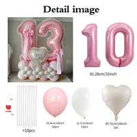 Kit de ballons DIY : Ensemble de ballons chiffres roses en feuille d'aluminium et colonne de ballons en latex rose et blanc pour la décoration de fêtes d'anniversaire d'enfants