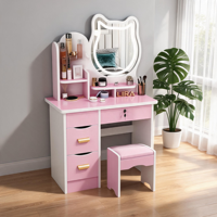 En gros, Coiffeuse rose moderne et économique, petite coiffeuse de haute qualité pour fille, table de maquillage design avec miroir ours