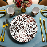 Service de vaisselle en céramique à imprimé animal, motif léopard et zèbre, assiettes en porcelaine pour mariage, fête, événement, décoration de table