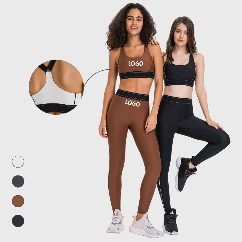 Hot Sale 2-Piece Women's Yoga Clothing Set Breathable Eco-Friendly Quick Dry Sports Bras Soft High-Waisted Fitness Solid