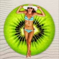 Serviette de plage ronde en microfibre personnalisée de 150 cm – Sans sable, avec pompons, multi-formes, pour yoga et natation – Vente en gros