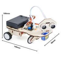 Petit jouet éducatif technologique pour les élèves : Voiture robot programmable en bois à construire soi-même avec fonction d'évitement d'obstacles