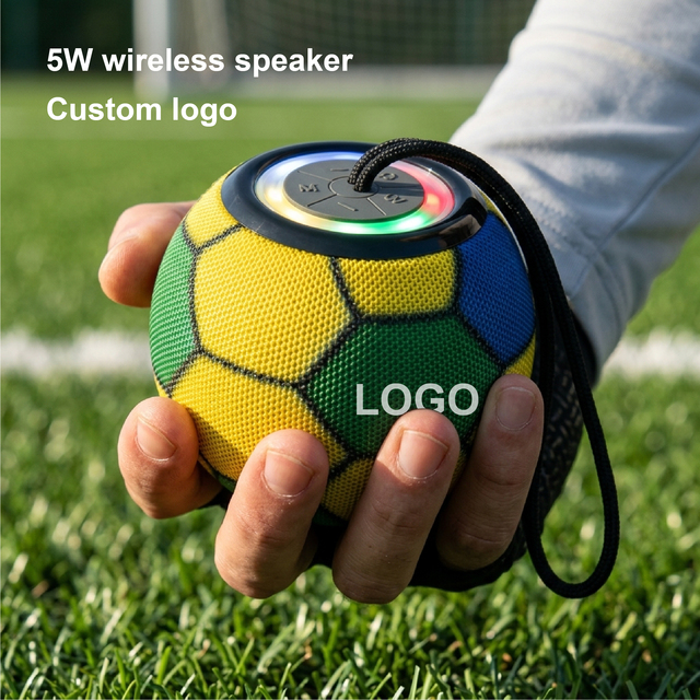 Custom Logo Football Soccer Ball RGB Light TF FM Promotional Gift Wireless Bt Portable Bluetooths Speaker