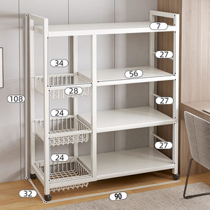 Étagère <span class=keywords><strong>de</strong></span> rangement <span class=keywords><strong>alimentaire</strong></span> multifonctionnelle et écologique en métal laqué, moderne, pour cuisine, avec roulettes mobiles - Product Image 5