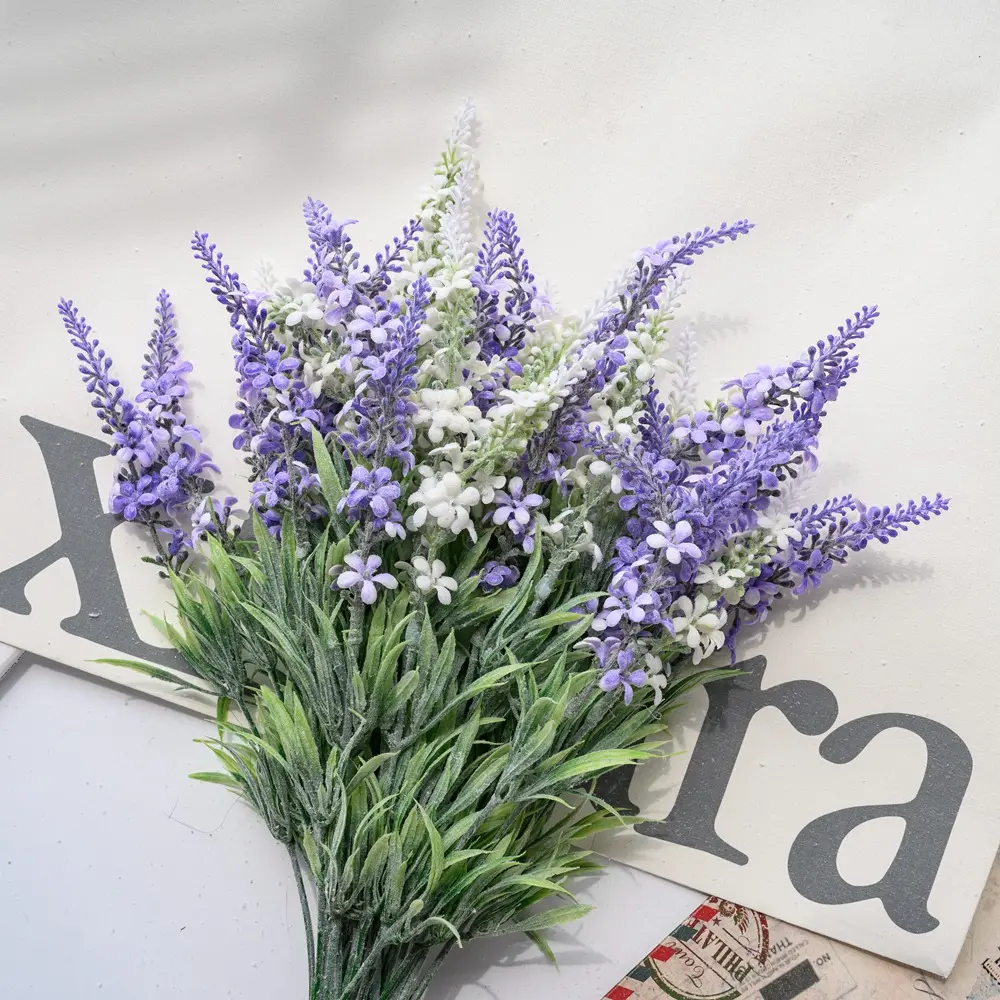 Topverkoper Kunstbloemen Zijde Lavendel Paarse Decoratieve Bloemen Lavendel Voor Bruiloft Decoratie