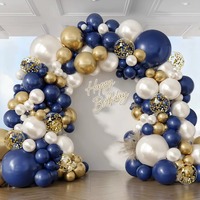 Kit d'arche de ballons confettis bleu marine, blanc et or, en latex, pour décoration de fête, mariage, remise de diplôme, anniversaire