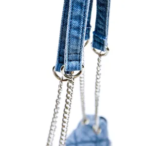 PA0741 Otoño Moda Acolchado Pequeño Denim Jeans Bolso para teléfono móvil Crossbody Hombro Flap Bag