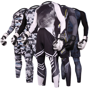 Impression personnalisée No Gi Ensemble de trois pièces Leggings de sport épais pour hommes Short en maille avec compression Ensemble de protection contre les éruptions cutanées sur mesure - Product Image 1